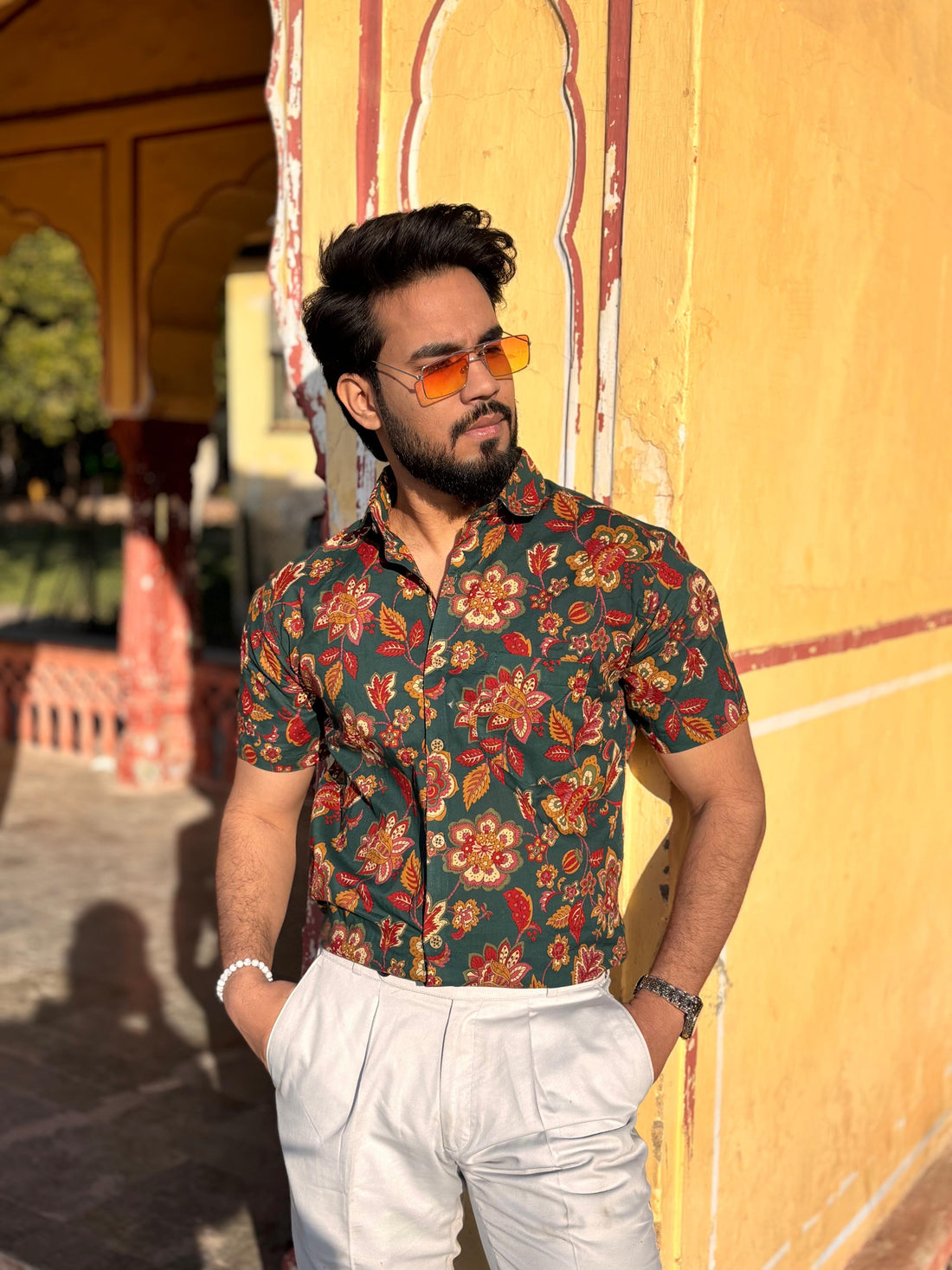 black Sanganeri print shirt