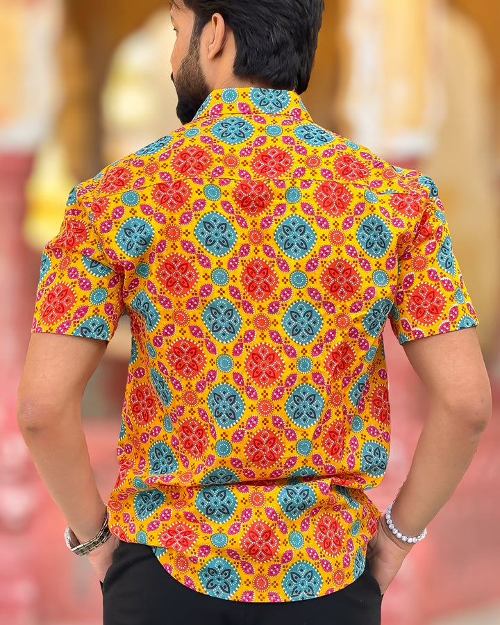 Men’s Multicolor Printed Short Sleeve Casual Shirt