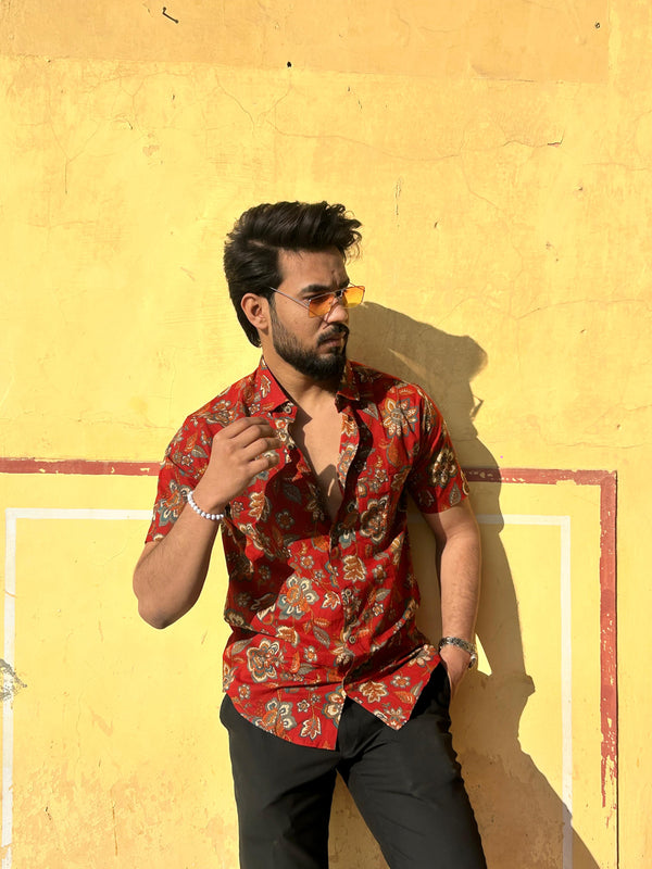 black Sanganeri print shirt