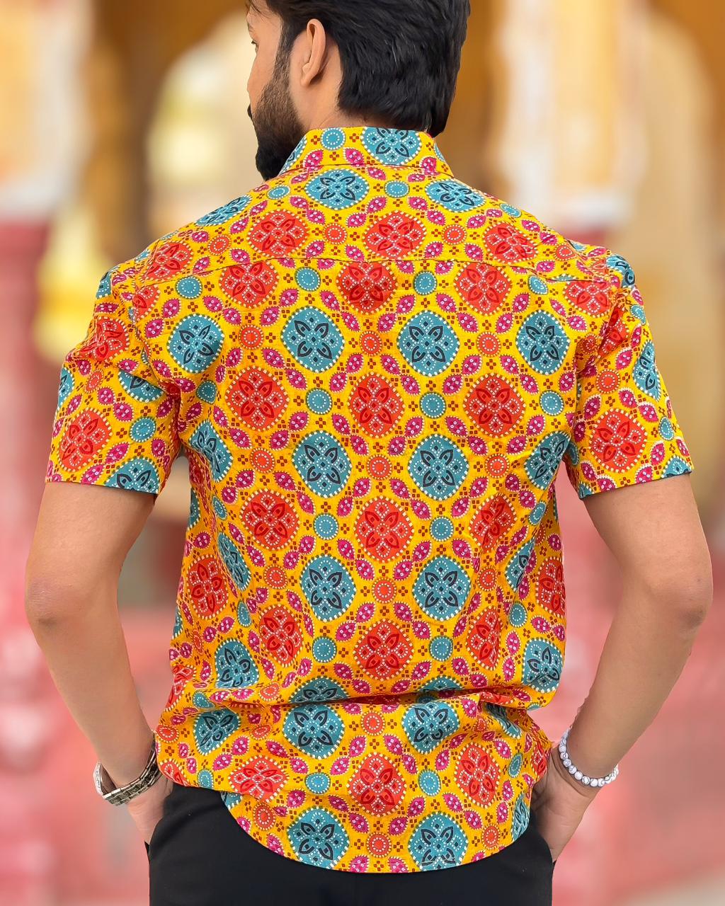 Men’s Multicolor Printed Short Sleeve Casual Shirt